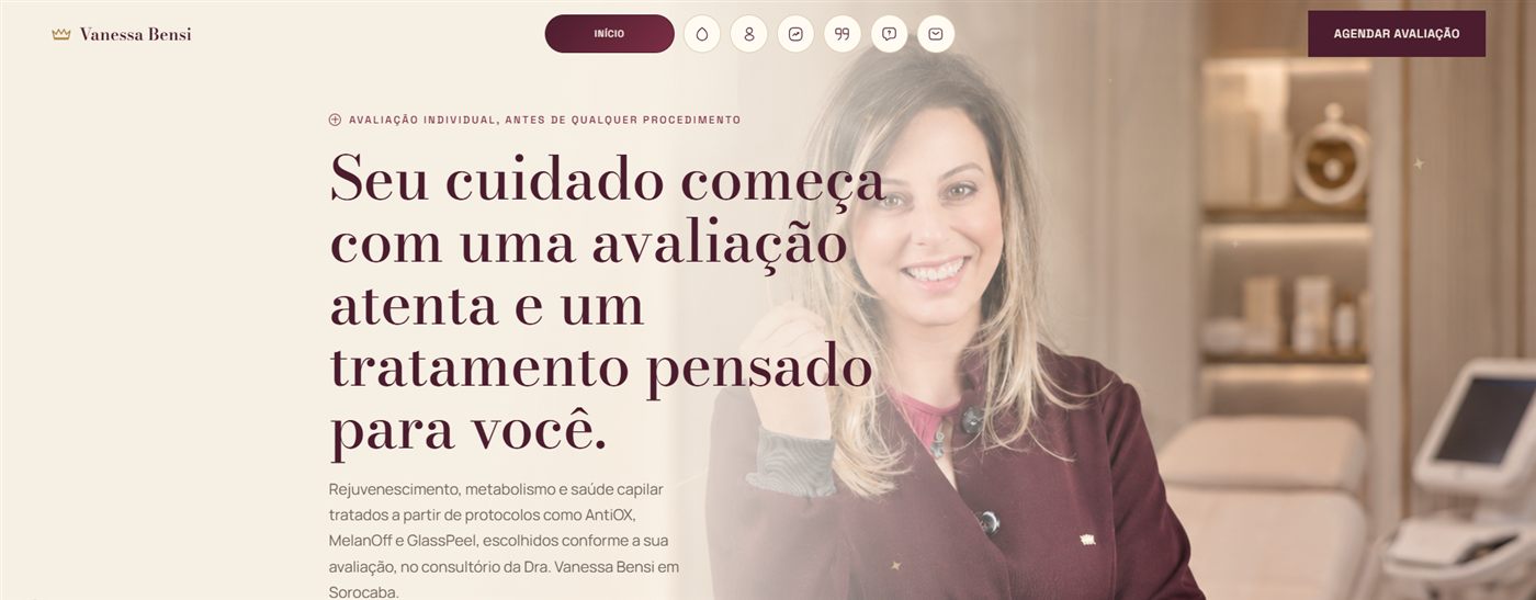 Screenshot do site Dra. Vanessa Bensi